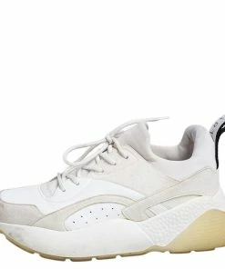 Budget ✨ Stella McCartney White Faux Leather And Faux Suede Eclypse Low Top 👟 Sneakers Size 38 For 👩 Women ⭐ -Stella McCartney Shop luxury women stella mccartney used shoes p479681 005