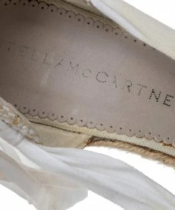Brand new 🎉 Stella McCartney White Fabric And Canvas Platform Ankle Wrap Pumps Size 37.5 For 👩 Women ❤️ -Stella McCartney Shop luxury women stella mccartney used shoes p481658 004