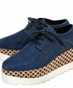Promo 👍 Stella McCartney Blue/Beige Denim And Leather Elyse Platform 👟 Sneakers Size 37 For 👩 Women ✨ -Stella McCartney Shop luxury women stella mccartney used shoes p482142 004