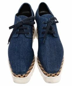 Promo 👍 Stella McCartney Blue/Beige Denim And Leather Elyse Platform 👟 Sneakers Size 37 For 👩 Women ✨ -Stella McCartney Shop luxury women stella mccartney used shoes p482142 008