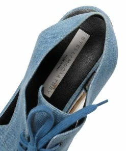 Best deal ⭐ Stella McCartney Blue Cut Out Denim Elyse Lace Up Platform Derby Size 40 For 👩 Women 🎉 -Stella McCartney Shop luxury women stella mccartney used shoes p482570 002
