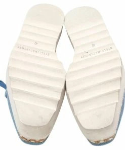 Best deal ⭐ Stella McCartney Blue Cut Out Denim Elyse Lace Up Platform Derby Size 40 For 👩 Women 🎉 -Stella McCartney Shop luxury women stella mccartney used shoes p482570 003