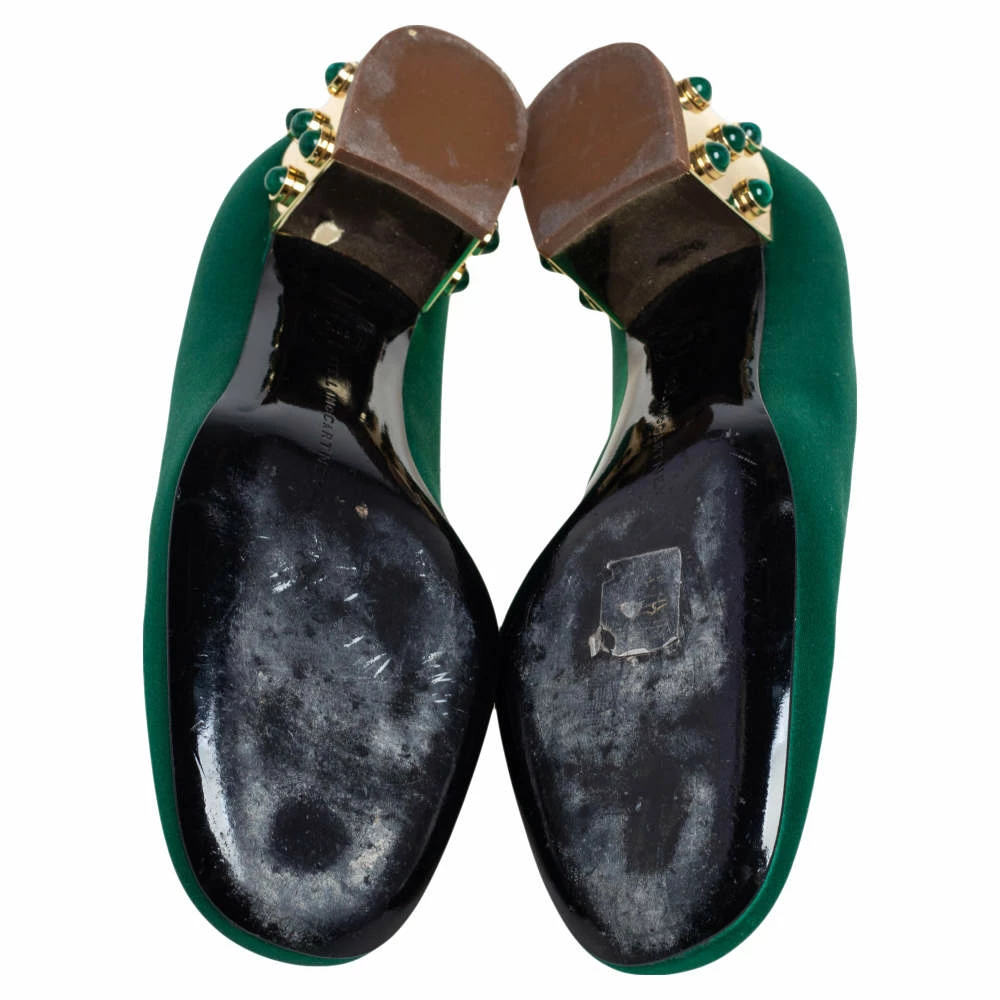 Best Sale 😍 Stella McCartney Green Satin Studded Block Heel Pumps Size 38.5 For 👩 Women 😀 8 Best Sale 😍 Stella McCartney Green Satin Studded Block Heel Pumps Size 38.5 For 👩 Women 😀 - Image 6