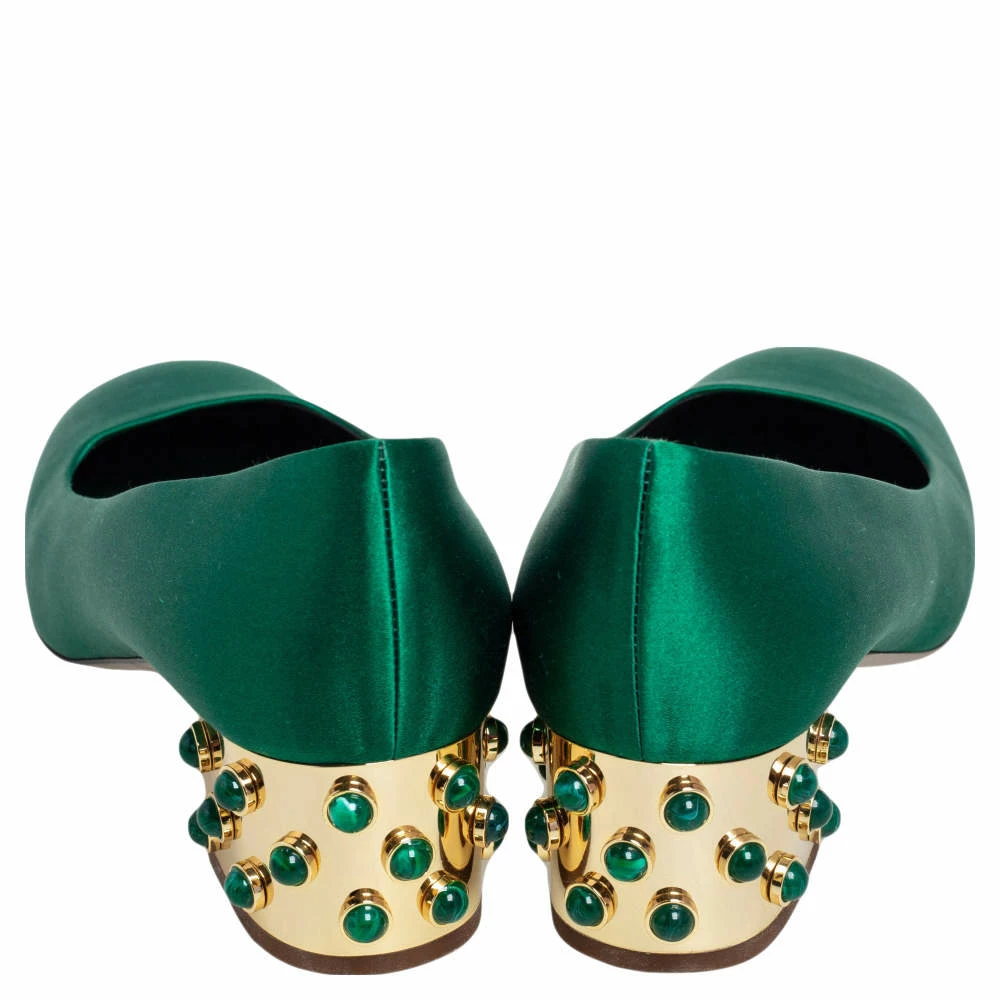 Best Sale 😍 Stella McCartney Green Satin Studded Block Heel Pumps Size 38.5 For 👩 Women 😀 7 Best Sale 😍 Stella McCartney Green Satin Studded Block Heel Pumps Size 38.5 For 👩 Women 😀 - Image 5