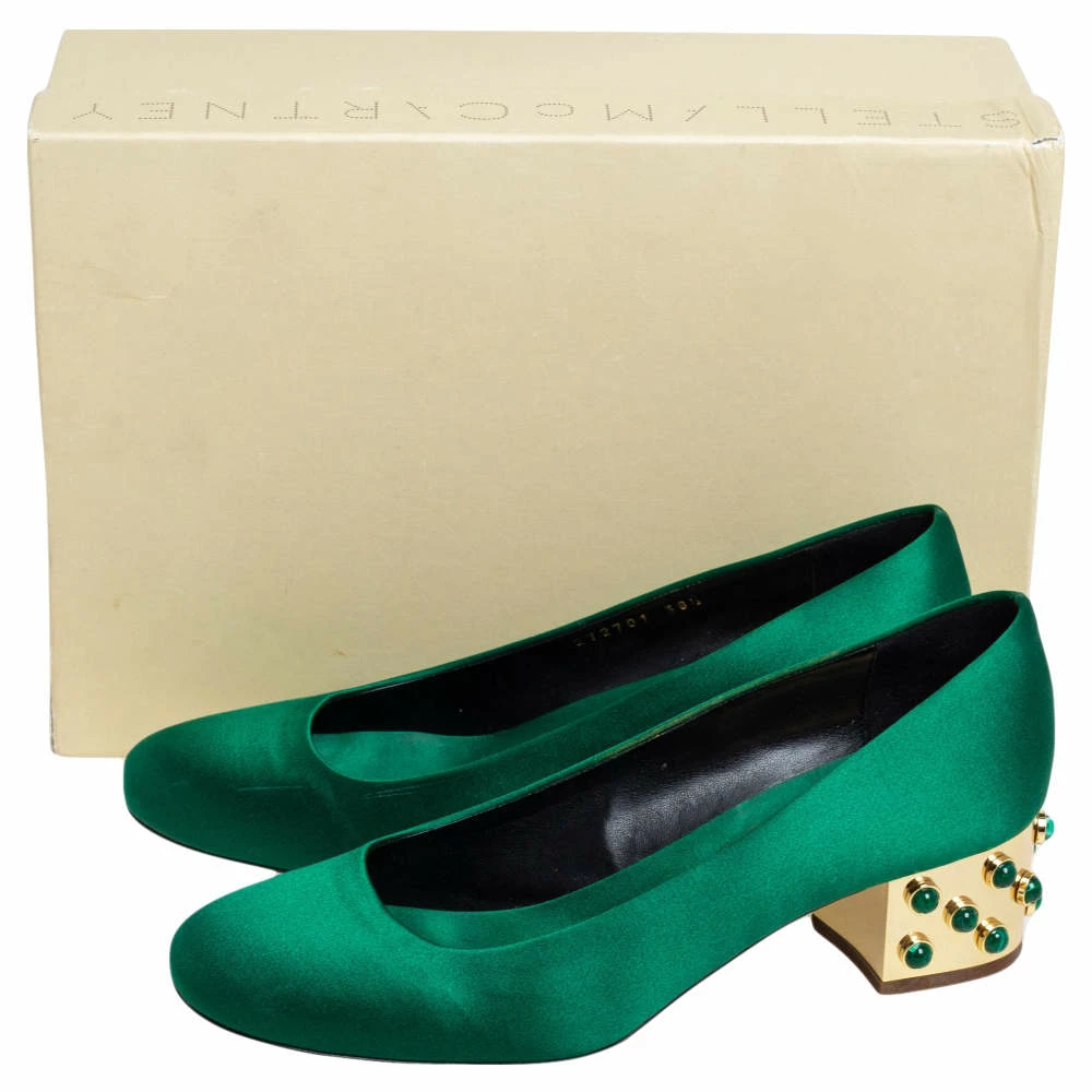 Best Sale 😍 Stella McCartney Green Satin Studded Block Heel Pumps Size 38.5 For 👩 Women 😀 10 Best Sale 😍 Stella McCartney Green Satin Studded Block Heel Pumps Size 38.5 For 👩 Women 😀 - Image 8