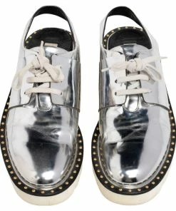 Promo 😉 Stella McCartney Metallic Silver Faux Leather Odette Slingback Flats Size 37 For 👩 Women ⌛ -Stella McCartney Shop luxury women stella mccartney used shoes p488570 004