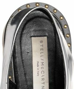 Promo 😉 Stella McCartney Metallic Silver Faux Leather Odette Slingback Flats Size 37 For 👩 Women ⌛ -Stella McCartney Shop luxury women stella mccartney used shoes p488570 006