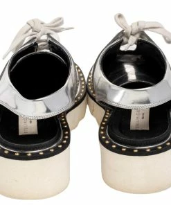 Promo 😉 Stella McCartney Metallic Silver Faux Leather Odette Slingback Flats Size 37 For 👩 Women ⌛ -Stella McCartney Shop luxury women stella mccartney used shoes p488570 008
