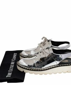 Promo 😉 Stella McCartney Metallic Silver Faux Leather Odette Slingback Flats Size 37 For 👩 Women ⌛ -Stella McCartney Shop luxury women stella mccartney used shoes p488570 009