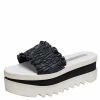 Promo ⭐ Stella McCartney Black Ruffle Faux Leather Platform Slide 🩴 Sandals Size 39 For 👩 Women 😉 -Stella McCartney Shop luxury women stella mccartney used shoes p490983 002