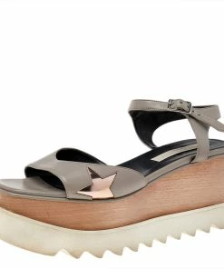 Cheapest 😍 Stella McCartney Grey Faux Leather Wedge 🩴 Sandals Size 40 For 👩 Women 😍