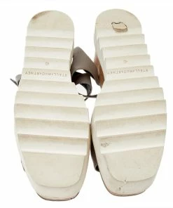 Cheapest 😍 Stella McCartney Grey Faux Leather Wedge 🩴 Sandals Size 40 For 👩 Women 😍 -Stella McCartney Shop luxury women stella mccartney used shoes p491766 008