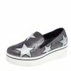 Coupon 🎉 Stella McCartney Metallic Grey Faux Suede And Satin Binx Star Platform Slip On 👟 Sneakers Size 38 For 👩 Women 😀 -Stella McCartney Shop luxury women stella mccartney used shoes p492808 002