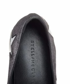 Coupon 🎉 Stella McCartney Metallic Grey Faux Suede And Satin Binx Star Platform Slip On 👟 Sneakers Size 38 For 👩 Women 😀 -Stella McCartney Shop luxury women stella mccartney used shoes p492808 008