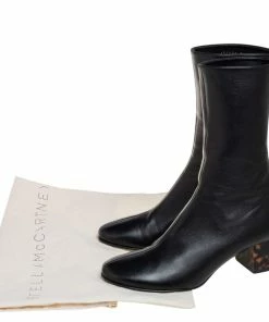 Budget 👍 Stella McCartney Black Faux Leather Ankle 🥾 Boots Size 38.5 For 👩 Women 🎁 -Stella McCartney Shop luxury women stella mccartney used shoes p492845 002