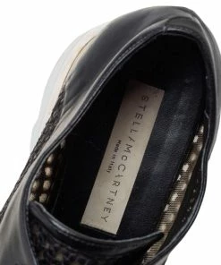 Best Sale ❤️ Stella McCartney Black Woven Faux Leather Elyse Platform Derby 👟 Sneakers Size 38 For 👩 Women 👍 -Stella McCartney Shop luxury women stella mccartney used shoes p493015 007