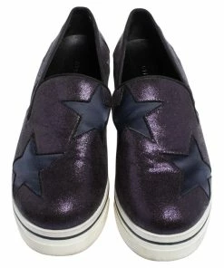 New 🔔 Stella McCartney Metallic Plum/Black Faux Suede And Fabric Binx Star Platform 👟 Sneakers Size 38 For 👩 Women 👏 -Stella McCartney Shop luxury women stella mccartney used shoes p493030 004