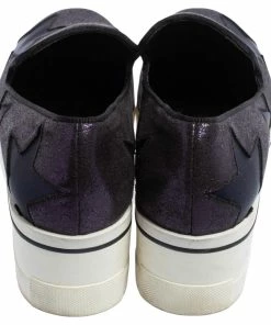 New 🔔 Stella McCartney Metallic Plum/Black Faux Suede And Fabric Binx Star Platform 👟 Sneakers Size 38 For 👩 Women 👏 -Stella McCartney Shop luxury women stella mccartney used shoes p493030 006