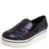 New 🔔 Stella McCartney Metallic Plum/Black Faux Suede And Fabric Binx Star Platform 👟 Sneakers Size 38 For 👩 Women 👏
