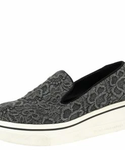 Flash Sale 🎁 Stella McCartney Grey Embroidered Fabric Lace Slip On 👟 Sneakers Size 38 For 👩 Women 🌟