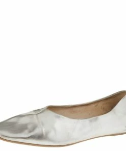 New 🧨 Stella McCartney Silver Faux Leather Ballet Flats Size 36 For 👩 Women ✨