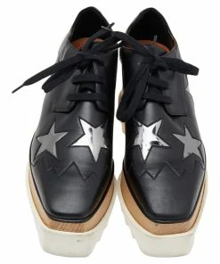 New 😀 Stella McCartney Black Faux Leather Elyse Platform 👟 Sneakers Size 34.5 For 👩 Women 🥰 -Stella McCartney Shop luxury women stella mccartney used shoes p495584 006