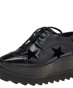 Brand new 🎉 Stella McCartney Black Faux Leather Elyse Star Platform Derby Size 35 For 👩 Women 😍