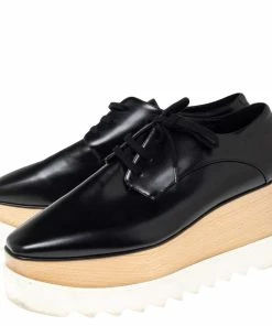 Outlet 👏 Stella McCartney Black Faux Leather Elyse Platform 👟 Sneakers Size 40 For 👩 Women 🥰 -Stella McCartney Shop luxury women stella mccartney used shoes p500035 003