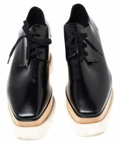 Outlet 👏 Stella McCartney Black Faux Leather Elyse Platform 👟 Sneakers Size 40 For 👩 Women 🥰 -Stella McCartney Shop luxury women stella mccartney used shoes p500035 004