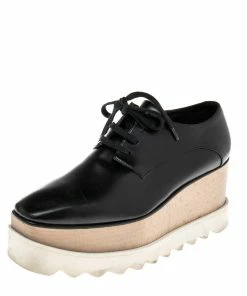 Top 10 ✨ Stella McCartney Black Faux Leather Elyse Platforms 👟 Sneakers Size 36 For 👩 Women ❤️