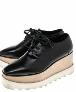 Top 10 ✨ Stella McCartney Black Faux Leather Elyse Platforms 👟 Sneakers Size 36 For 👩 Women ❤️ -Stella McCartney Shop luxury women stella mccartney used shoes p503919 006