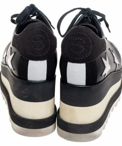 Deals 😉 Stella McCartney Black Faux Leather Elyse Star Platform Lace Up 👟 Sneakers Size 35 For 👩 Women 🤩 -Stella McCartney Shop luxury women stella mccartney used shoes p504890 002