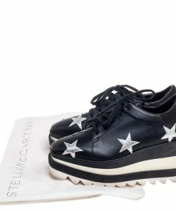 Deals 😉 Stella McCartney Black Faux Leather Elyse Star Platform Lace Up 👟 Sneakers Size 35 For 👩 Women 🤩 -Stella McCartney Shop luxury women stella mccartney used shoes p504890 008