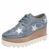 Promo 👍 Stella McCartney Blue Faded Effect Faux Leather Elyse Star Platform Lace Up Derby Size 36.5 For 👩 Women 🔥 -Stella McCartney Shop luxury women stella mccartney used shoes p508493 004