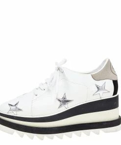 Buy 🧨 Stella McCartney White Faux Leather Elyse Star Platform Lace Up 👟 Sneakers Size 37.5 For 👩 Women 🧨 -Stella McCartney Shop luxury women stella mccartney used shoes p509221 004