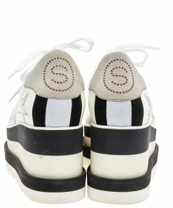 Buy 🧨 Stella McCartney White Faux Leather Elyse Star Platform Lace Up 👟 Sneakers Size 37.5 For 👩 Women 🧨 -Stella McCartney Shop luxury women stella mccartney used shoes p509221 007