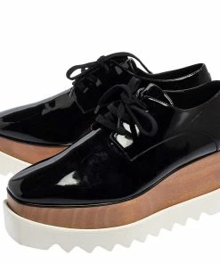 Flash Sale 🎉 Stella McCartney Black Faux Patent Leather Elyse Platform Derby Size 38 For 👩 Women ❤️ -Stella McCartney Shop luxury women stella mccartney used shoes p512338 005