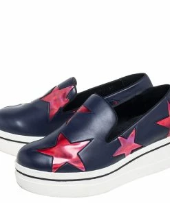 Wholesale ⌛ Stella McCartney Metallic Grey Faux Leather Binx Star Platform Slip On 👟 Sneakers Size 37 For 👩 Women 😍 -Stella McCartney Shop luxury women stella mccartney used shoes p514309 001