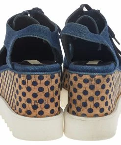 Deals 🔥 Stella McCartney Blue Cut Out Denim Elyse Lace Up Platform Oxfords Size 35 For 👩 Women ❤️ -Stella McCartney Shop luxury women stella mccartney used shoes p514804 003