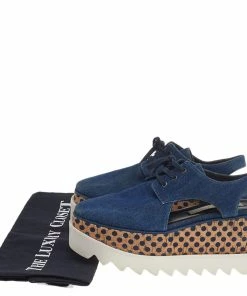 Deals 🔥 Stella McCartney Blue Cut Out Denim Elyse Lace Up Platform Oxfords Size 35 For 👩 Women ❤️ -Stella McCartney Shop luxury women stella mccartney used shoes p514804 005