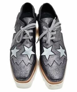 Promo 🥰 Stella McCartney Metallic Faux Suede Elyse Star Platform Derby Size 37 For 👩 Women 😉 -Stella McCartney Shop luxury women stella mccartney used shoes p515497 001