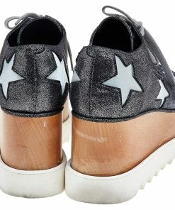 Promo 🥰 Stella McCartney Metallic Faux Suede Elyse Star Platform Derby Size 37 For 👩 Women 😉 -Stella McCartney Shop luxury women stella mccartney used shoes p515497 002