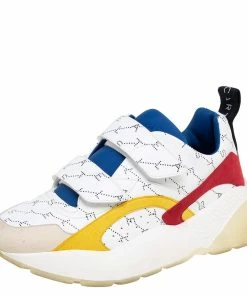 New ⌛ Stella McCartney White Faux Leather And Faux Suede Eclypse Velcro Strap Low Top 👟 Sneakers Size 41 For 👩 Women 🥰