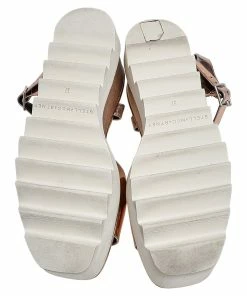 Cheapest 🥰 Stella McCartney Metallic Rose Gold Faux Patent Leather Elyse Star Platform Ankle Strap 🩴 Sandals Size 37 For 👩 Women 😍 -Stella McCartney Shop luxury women stella mccartney used shoes p519874 002