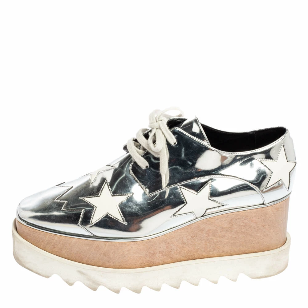 Cheap ๐ Stella McCartney Silver/White Faux Leather And Elyse Star Platform Derby Size 38.5 For ๐ฉ Women ๐ 4 Cheap ๐ Stella McCartney Silver/White Faux Leather And Elyse Star Platform Derby Size 38.5 For ๐ฉ Women ๐ - Image 2