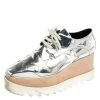 Cheap 👏 Stella McCartney Silver/White Faux Leather And Elyse Star Platform Derby Size 38.5 For 👩 Women 👍