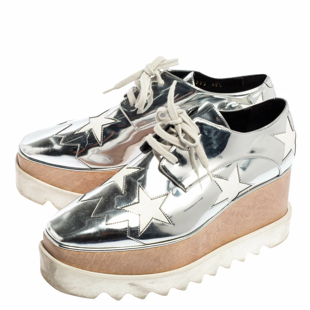 Cheap ๐ Stella McCartney Silver/White Faux Leather And Elyse Star Platform Derby Size 38.5 For ๐ฉ Women ๐ 6 Cheap ๐ Stella McCartney Silver/White Faux Leather And Elyse Star Platform Derby Size 38.5 For ๐ฉ Women ๐ - Image 4