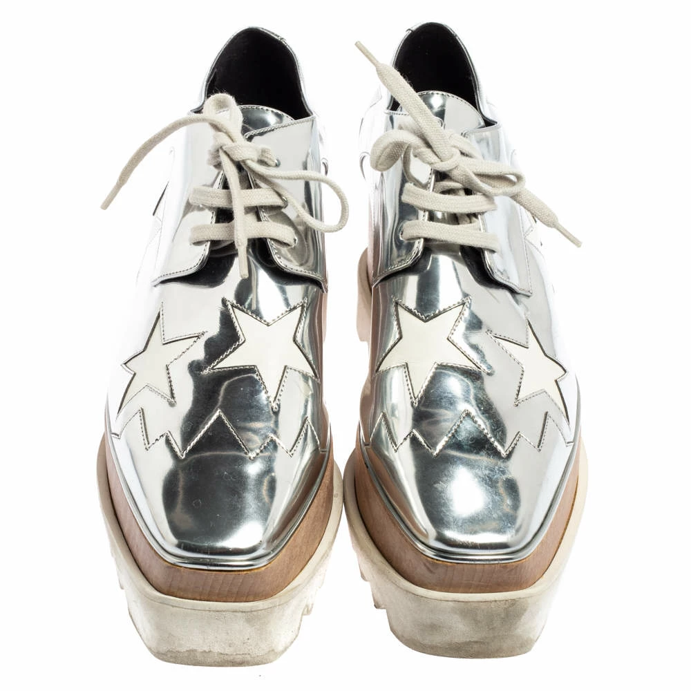 Cheap ๐ Stella McCartney Silver/White Faux Leather And Elyse Star Platform Derby Size 38.5 For ๐ฉ Women ๐ 5 Cheap ๐ Stella McCartney Silver/White Faux Leather And Elyse Star Platform Derby Size 38.5 For ๐ฉ Women ๐ - Image 3