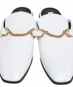 Cheap 🎁 Stella McCartney White Faux Patent Leather Chain Slide Mules Size 40 For 👩 Women ❤️ -Stella McCartney Shop luxury women stella mccartney used shoes p521765 008