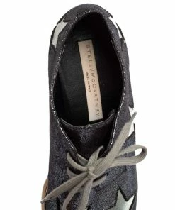 Discount 😍 Stella McCartney Metallic Grey Faux Suede Elyse Star Platform Derby Size 38.5 For 👩 Women 🛒 -Stella McCartney Shop luxury women stella mccartney used shoes p521846 002